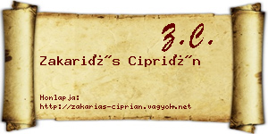 Zakariás Ciprián névjegykártya